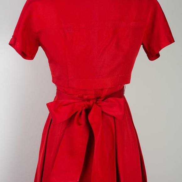 Vintage 1950s Red Taffeta Bow Dress with Bolero - Picture 6 of 7